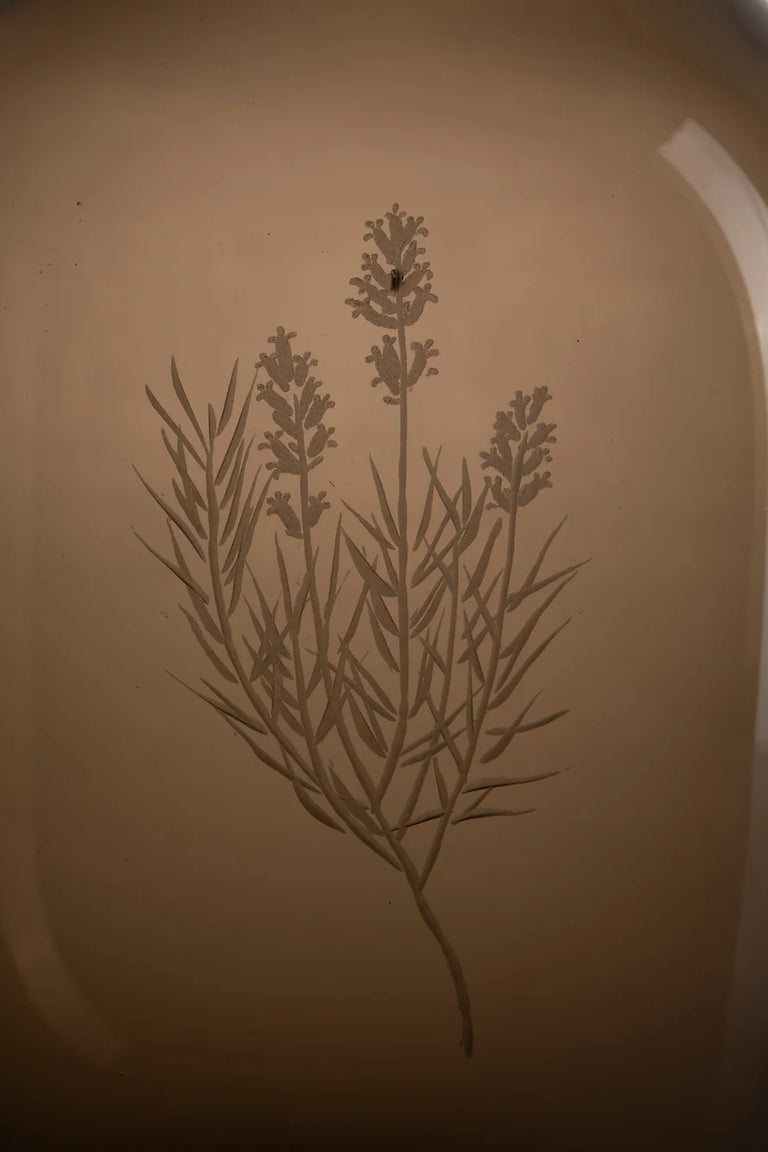 Engraved lavender vase